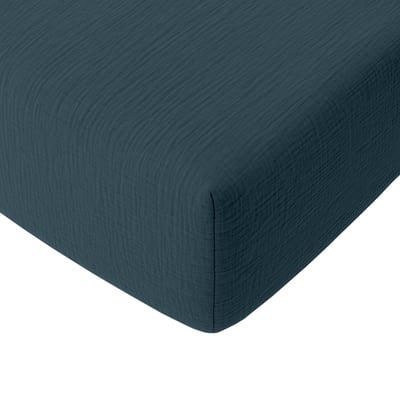 Drap housse en gaze de coton lavé bonnet 30 cm uni, PUR BATON ROUGE