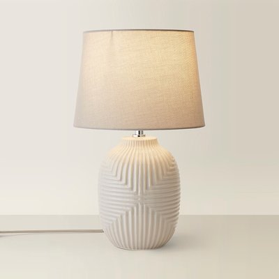 Medium Geometric Ribbed Gloss Table Lamp with Tapered Shade SO'HOME