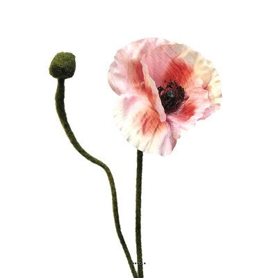 Pavot artificiel H 60 cm 1 fleur et 1 bouton ARTIFICIELLES