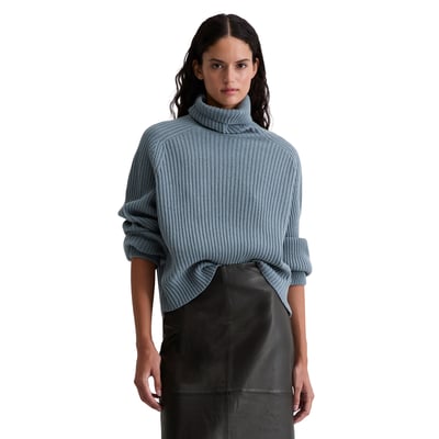 Pull à col roulé côtelé loose en doux mélange de laine vierge MARC O'POLO