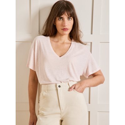 T-shirt col V lin et viscose CYRILLUS