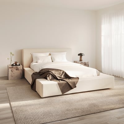 Sloane Twill Upholstered Wide Base Bed ÉDITÉ