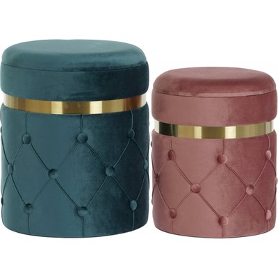 Poufs en velours, touche dorée (lot de 2) RECOLLECTION