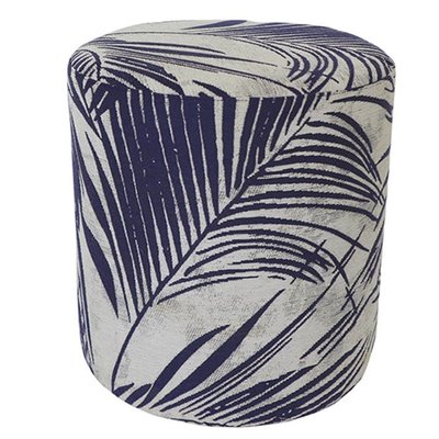 Pouf de salon motif jungle bleu et gris PIER IMPORT