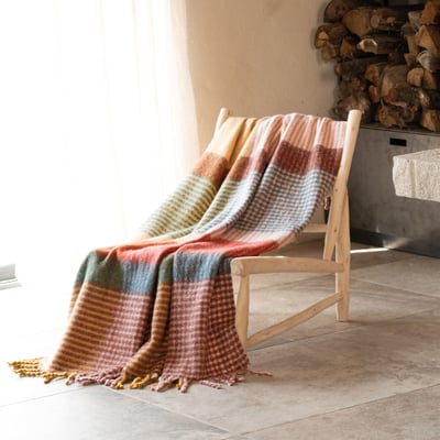 Plaid à carreaux aspect mohair doux - QABANE HOME MAISON