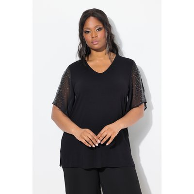T-shirt à strass. Décolleté en V et manches ULLA POPKEN