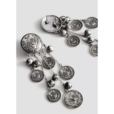 Boucles d'oreilles pendantes avec détails gravés MANGO