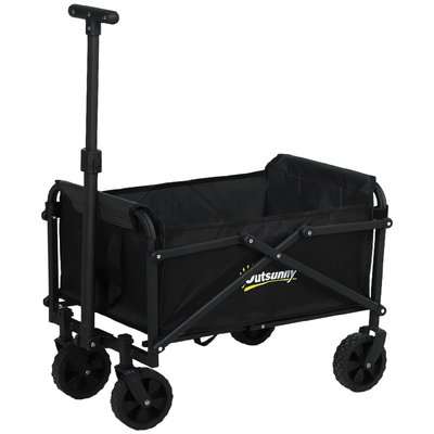 Chariot de jardin pliable 60 Kg max. poignée télescopique noir OUTSUNNY