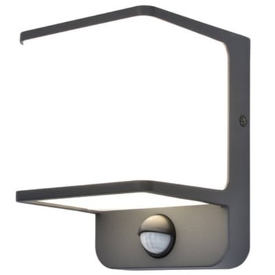 Applique murale d'extérieur sur secteur avec détecteur de mouvement DOBLO GREY SENSOR aluminium gris LED blanc chaud H14,6cm LUMISKY