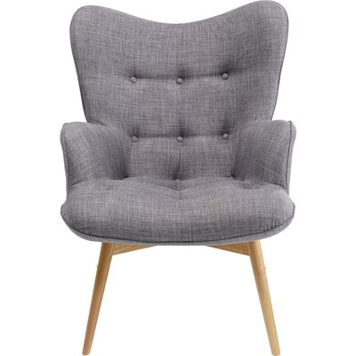 Fauteuil capitonné en polyester et hêtre, VICKY KARE DESIGN