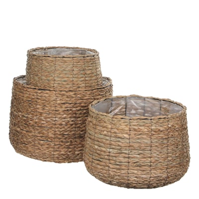 Ensemble de 3 paniers à plantes en jonc de mer tressé Ø44 cm AVALON MICA DECORATIONS