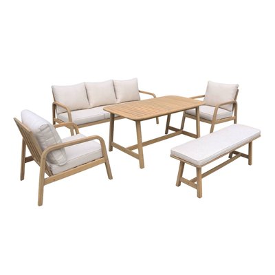 Salon de jardin bois d'acacia 7 places CARNOTA DINING SWEEEK