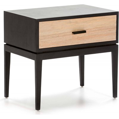 Table de chevet bois, patine grise, cèdre RECOLLECTION