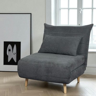 Fauteuil convertible 1 place gris - coussin inclus PALAU PIER IMPORT