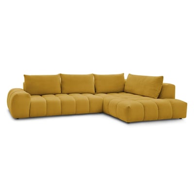 Canapé d'angle fixe 4 places en tissu texturé, EVEREST BOBOCHIC