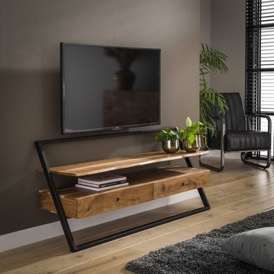 Meuble TV mural 140 cm bois massif et métal MELBOURNE PIER IMPORT