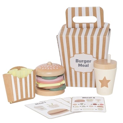 Jouet en bois dinette menu burger JABADABADO