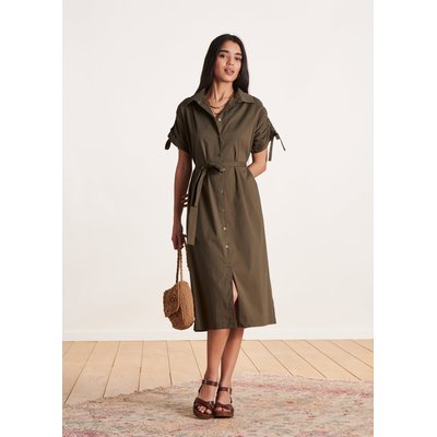Robe chemise mi-longue oversize en popeline de coton LA FEE MARABOUTEE