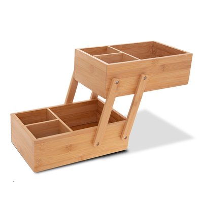 Organiseur rangement maquillage en bambou 2 niveaux WADIGA