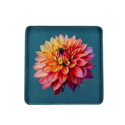 Plateau en métal laqué motif blossom 30x30cm HASHTAG DECO