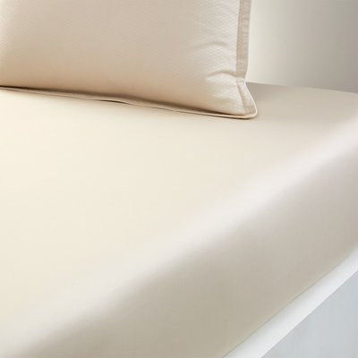 Drap housse en satin de coton bleu, LOFT BOSS HOME