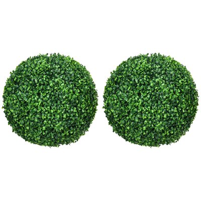 Lot de 2 buis artificiels topiaires artificielles en forme de boule vert HOMCOM