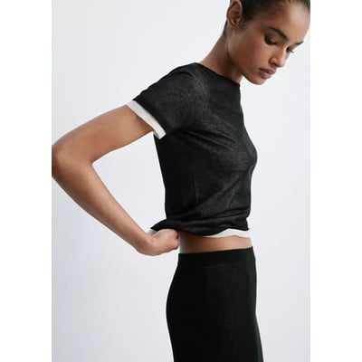 Pull manches courtes combiné MANGO