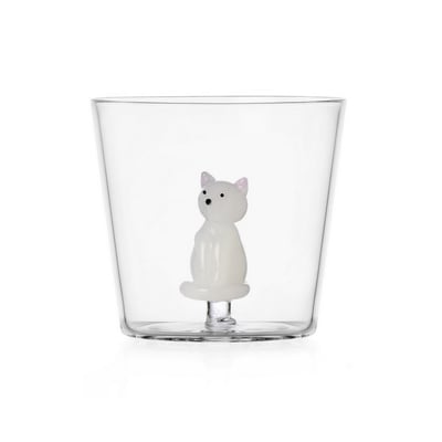 Verre à eau chat  TABBY CAT white cat ICHENDORF