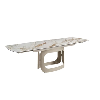 Table à rallonges ovale en marbre porcelainé et acier ANGEL CERDA