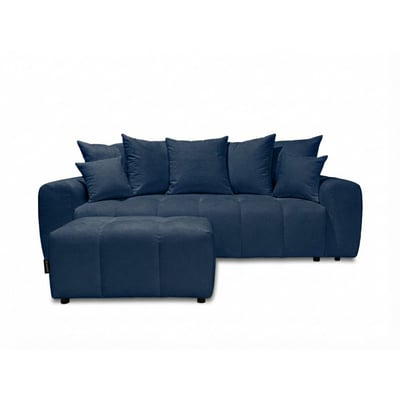 Canapé droit convertible 3 places en tissu chiné avec pouf, ROXELANE BOBOCHIC