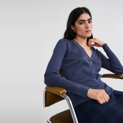 Cardigan côtelé en laine MONOPRIX