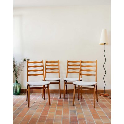 Lot de 4 chaises en bois Alma N°455 - Bon état DEBONGOUT
