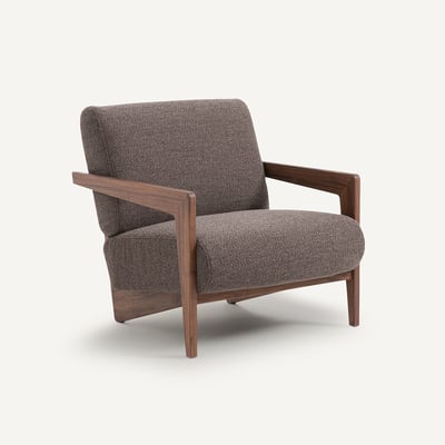 Fauteuil noyer massif et bouclette, Izag AM.PM