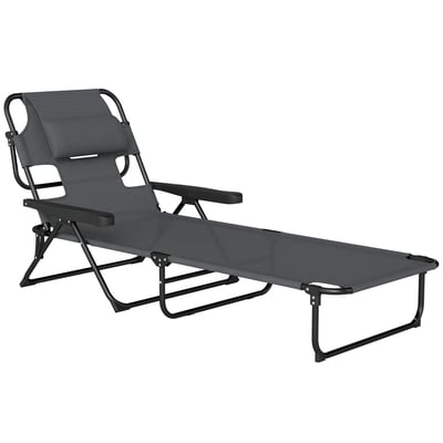 Chaise longue Acier Gris foncé OUTSUNNY
