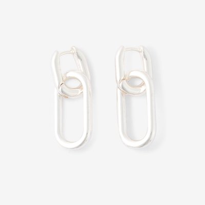 Boucles d'oreilles anneaux rectangulaires argentés BALABOOSTE