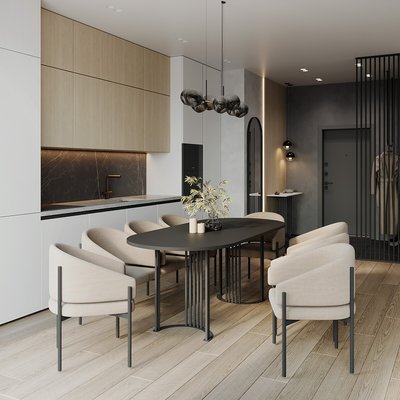 Стол овальный обеденный с металлическим подстольем на 8 персон SO'HOME