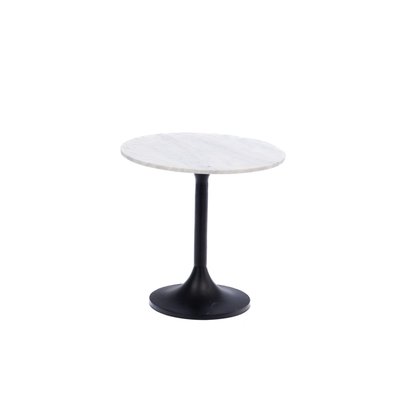 Bout de canapé tulipe en métal noir et marbre blanc D46 - ARGOS AMADEUS