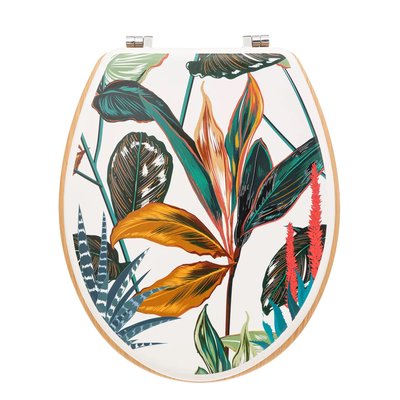 Abattant WC avec motif tropical  Fermeture douce  Fixation en métal EDEN