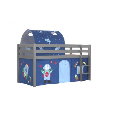 Lit Enfant Surélevé Pino + rideau et tunnel de lit Space VIPACK