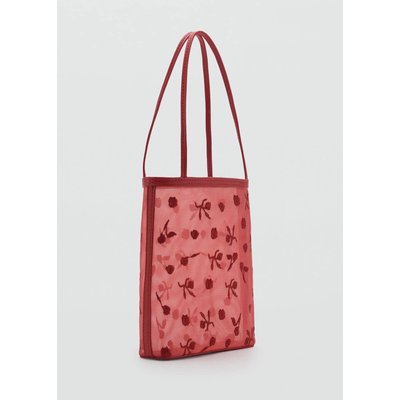 Sac en maille filet brodé fleurs MANGO