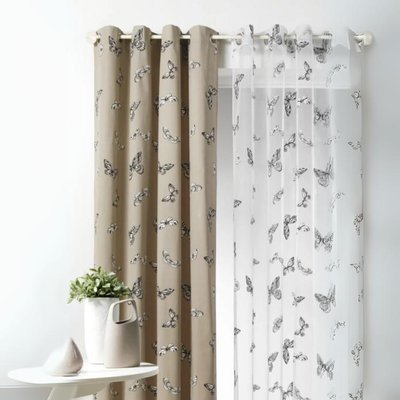 Voilage avec imprimé papillons nature HOME MAISON