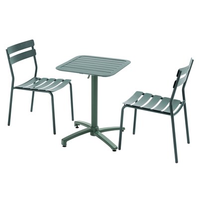 Table 60x60 cm inclinable en aluminium avec 2 chaises, ALMADA OVIALA