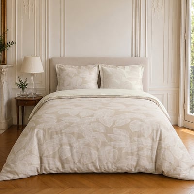 Parure de lit en coton motif tropical, FEUILLE C DESIGN HOME TEXTILE