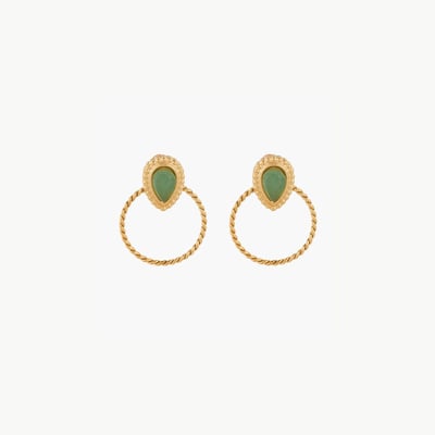 Petites boucles d'oreilles pierre d'Aventurine et acier inoxydable BALABOOSTE