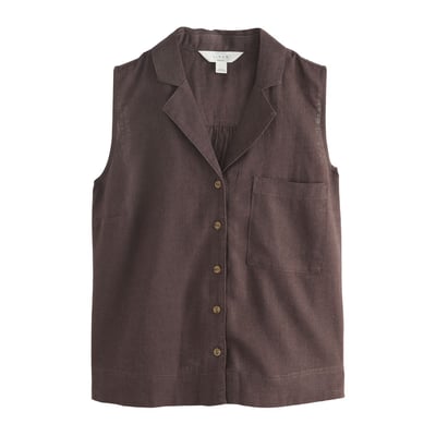 Chemise sans manches avec col à revers et lin NEXT