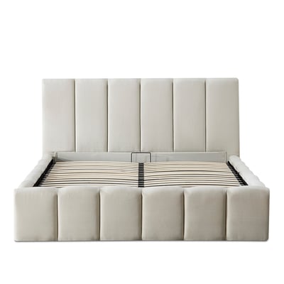 Lit Coffre Tissu Beige MADELEINE BELLECOUR