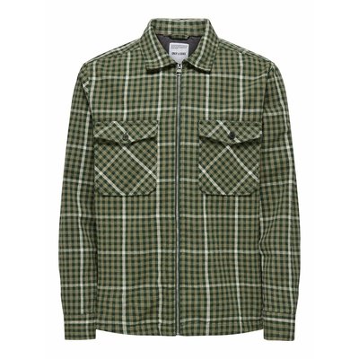 Checked Cotton Shacket with Zip Fastening ONLY & SONS