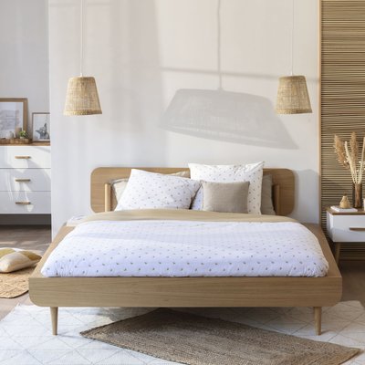 Ensemble lit et tête de lit en bois naturel - Smoothcloud TERRE DE NUIT