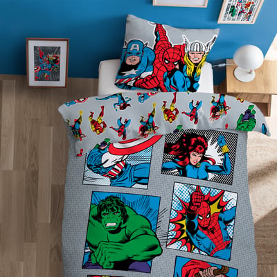 Parure de lit 100% Coton, COMICS HEROES AVENGERS
