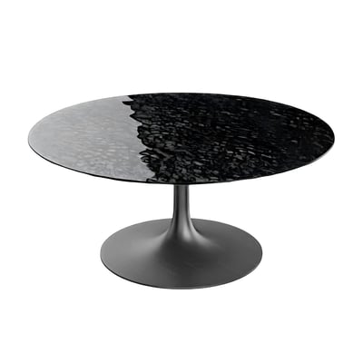 Table basse ronde verre ondulé noir, pied tulipe LIGURIE PIER IMPORT